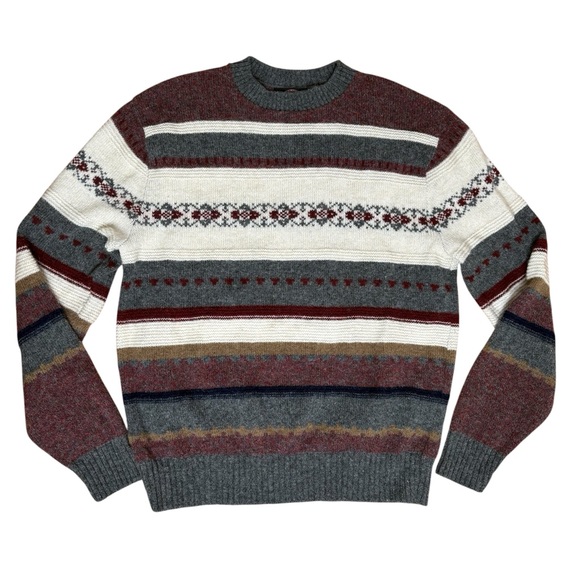 Jantzen Other - JANTZEN Vintage 90s Wool Blend Fair Isle Nordic Ski Stripe Crewneck Sweater USA